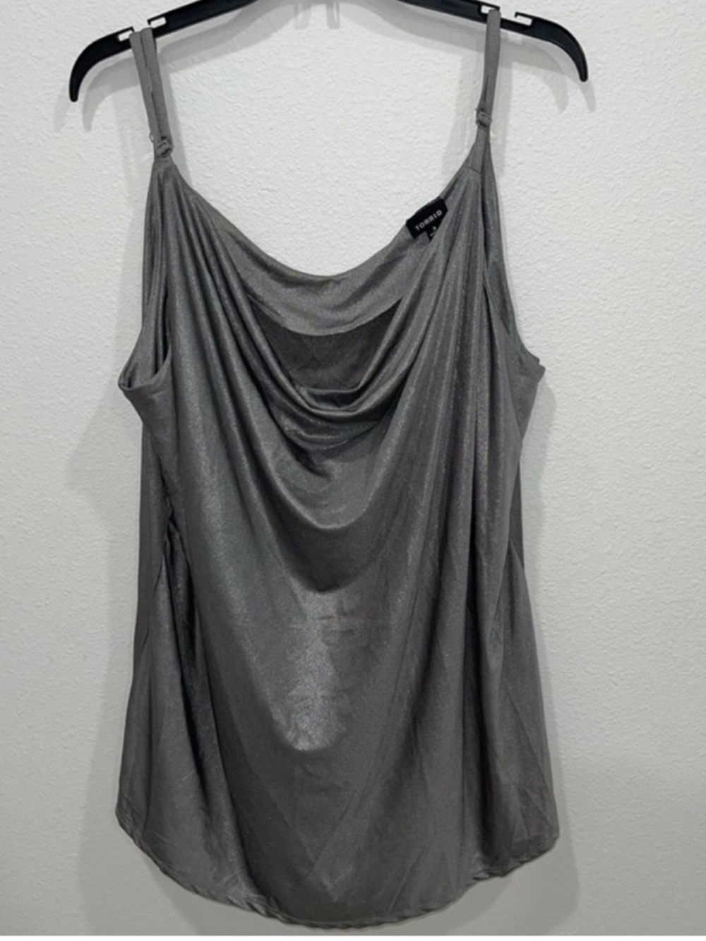 TORRID Silver Gray Draped Cowl Neck Camisole